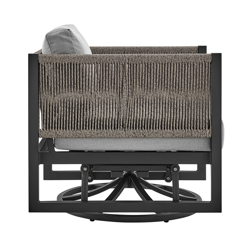 Armen Living Cuffay Aluminum Patio Swivel Glider Lounge Chair in Gray/Black