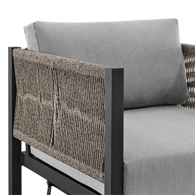 Armen Living Cuffay Aluminum Patio Swivel Glider Lounge Chair in Gray/Black
