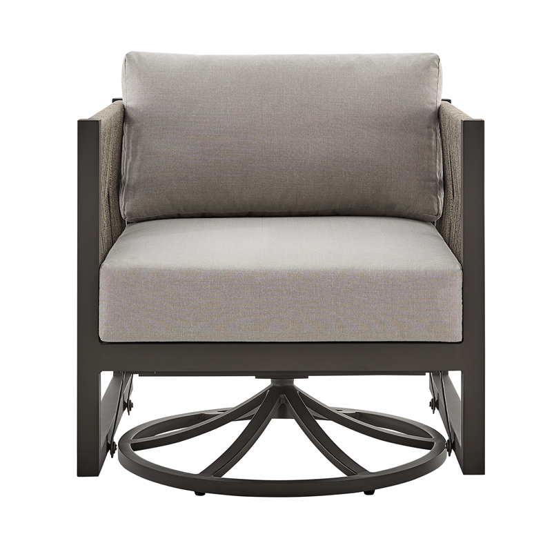 Armen Living Cuffay Aluminum Patio Swivel Glider Lounge Chair in Brown/Black