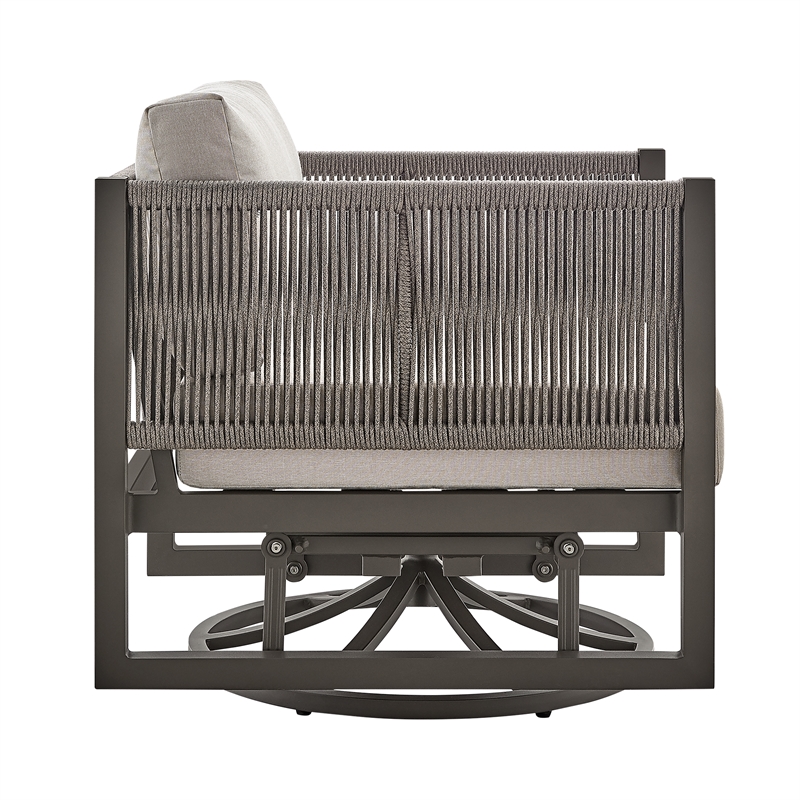 Armen Living Cuffay Aluminum Patio Swivel Glider Lounge Chair in Brown/Black