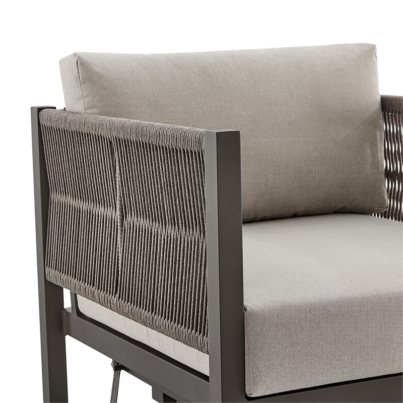 Armen Living Cuffay Aluminum Patio Swivel Glider Lounge Chair in Brown/Black