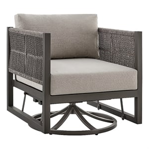 Armen Living Cuffay Aluminum Patio Swivel Glider Lounge Chair in Brown/Black