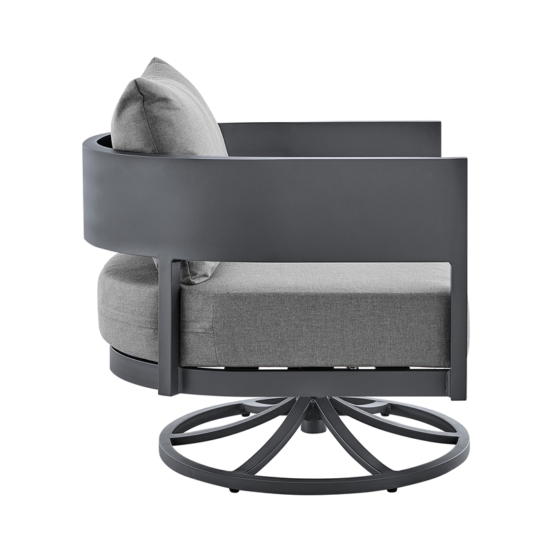 Armen Living Argiope Gray Aluminum Outdoor Patio Swivel Rocking Chair in Gray