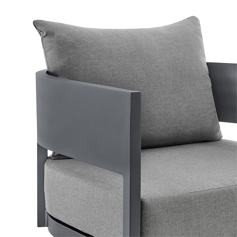 Armen Living Argiope Gray Aluminum Outdoor Patio Swivel Rocking Chair in Gray