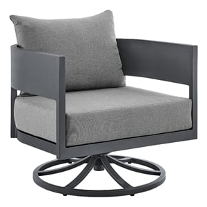 Armen Living Argiope Gray Aluminum Outdoor Patio Swivel Rocking Chair in Gray