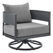 Armen Living Argiope Gray Aluminum Outdoor Patio Swivel Rocking Chair in Gray