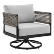 Armen Living Felicia Aluminum Outdoor Patio Swivel Rocking Chair in Gray/Black