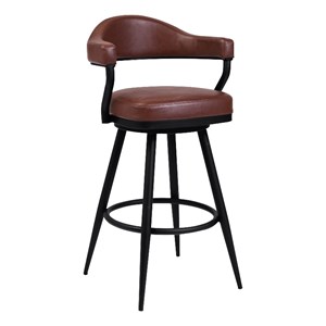 Armen Living Justin 26&quot Modern Metal Swivel Counter Stool in Black/Coffee
