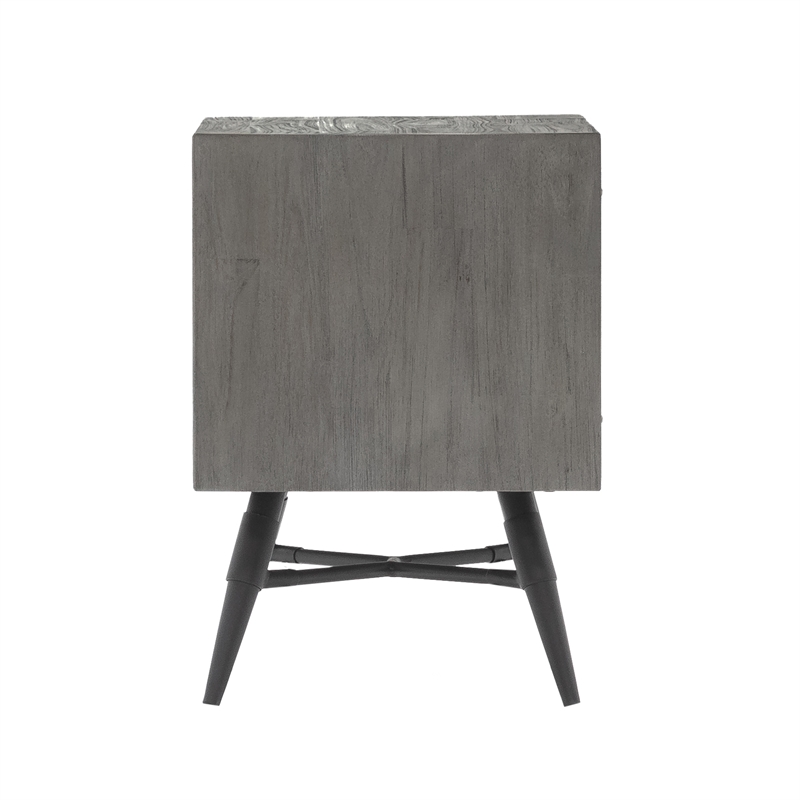Armen Living Makena 1-Drawer Modern Wood Nightstand in Gray/Black