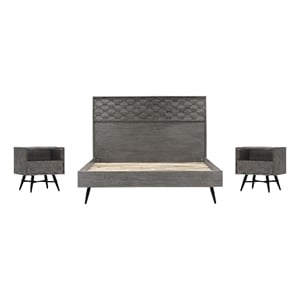 Armen Living Makena 3-Piece Modern Wood King Bedroom Set in Natural
