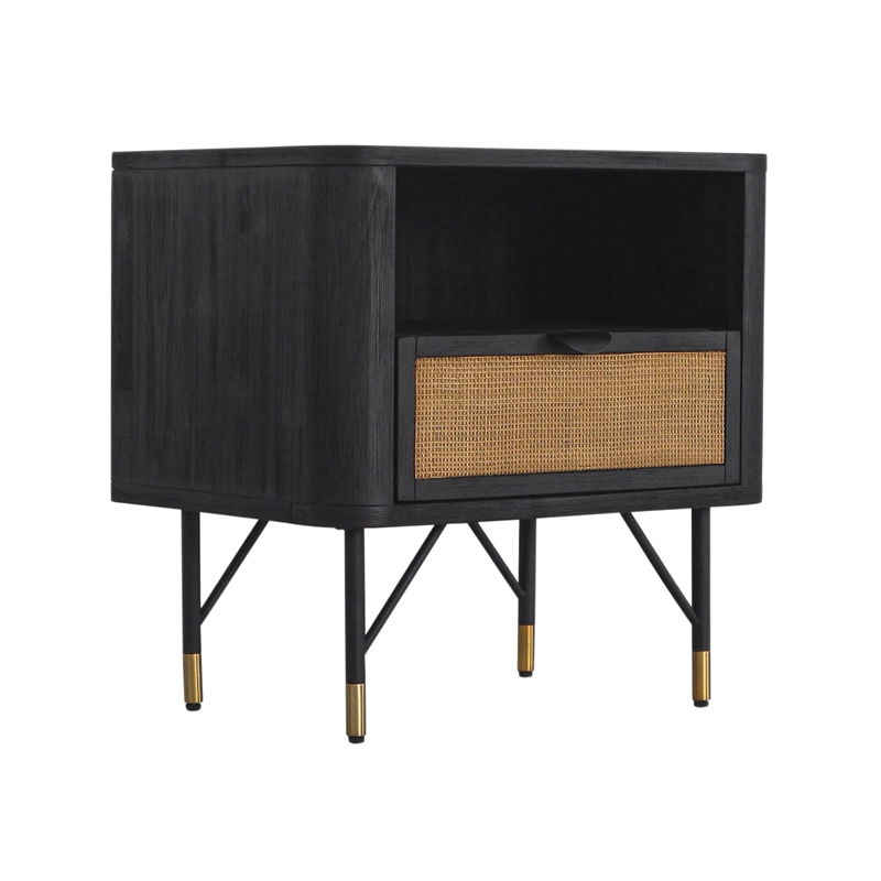 Armen Living Saratoga 3-Piece Modern Wood King Bedroom Set in Black