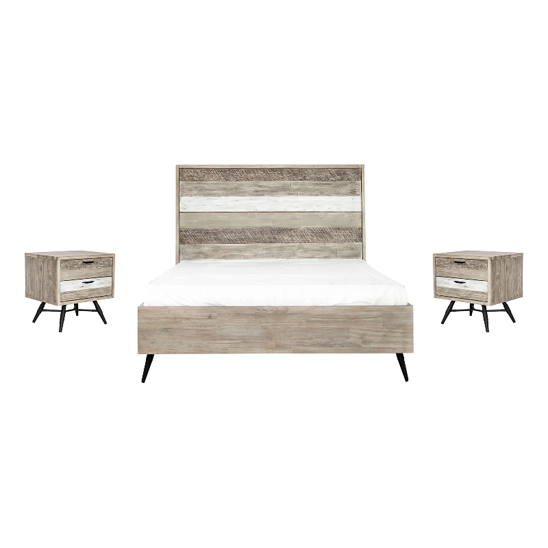 Armen Living Bridges 3-Piece Modern Wood Queen Bedroom Set in Natural