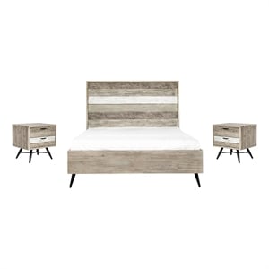 Armen Living Bridges 3-Piece Modern Wood Queen Bedroom Set in Natural