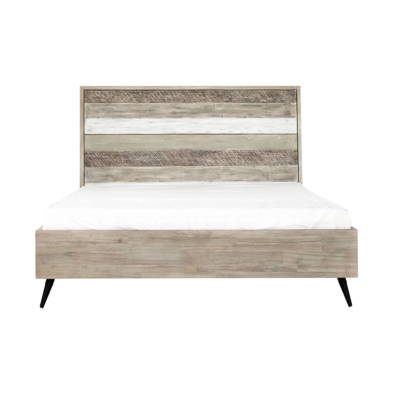 Armen Living Bridges 3-Piece Modern Wood King Bedroom Set in Natural