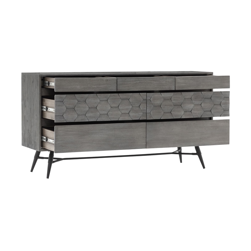 Armen Living Makena 4-Piece Modern Wood Queen Bedroom Set in Natural