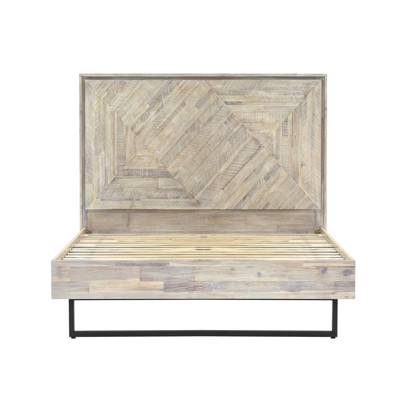 Armen Living Peridot 4-Piece Modern Wood Queen Bedroom Set in Natural