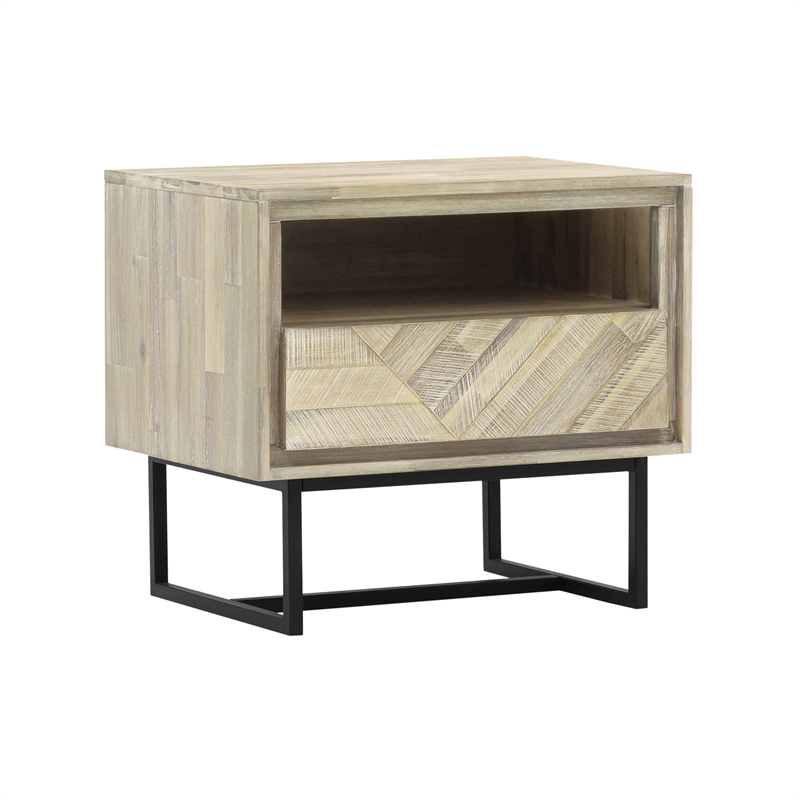 Armen Living Peridot 4-Piece Modern Wood Queen Bedroom Set in Natural