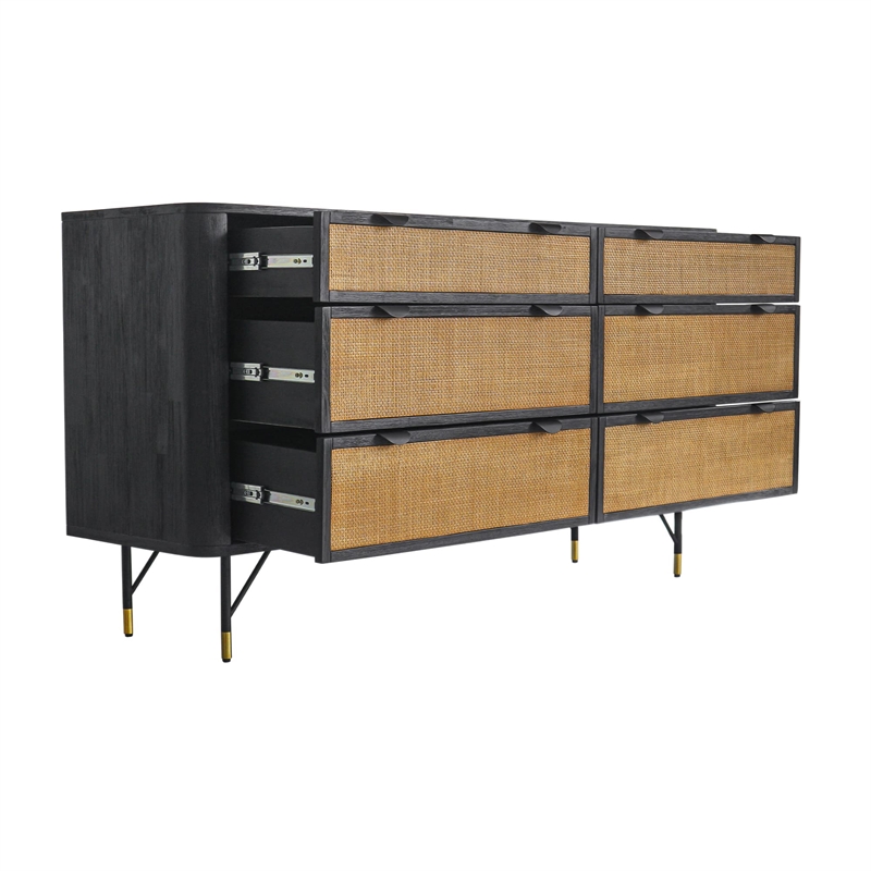 Armen Living Saratoga 4-Piece Modern Wood Queen Bedroom Set in Black