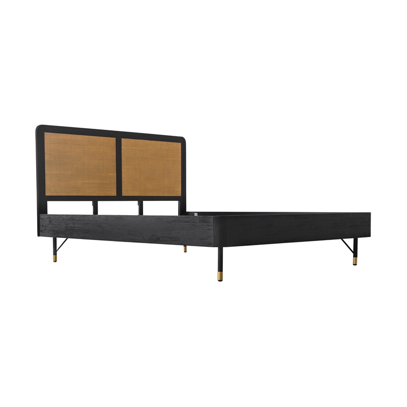 Armen Living Saratoga 4-Piece Modern Wood King Bedroom Set in Black
