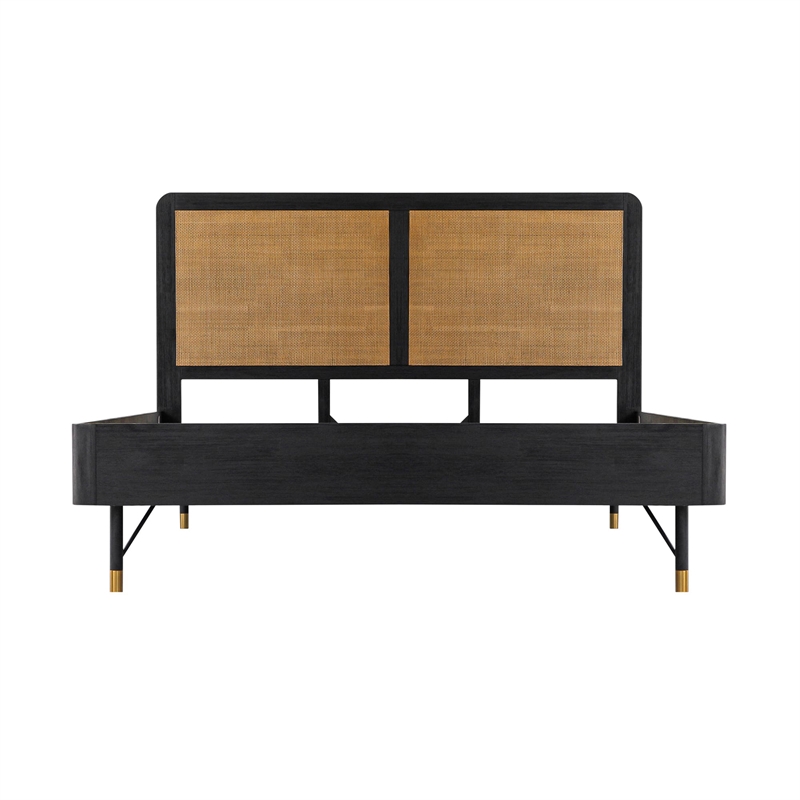 Armen Living Saratoga 4-Piece Modern Wood King Bedroom Set in Black