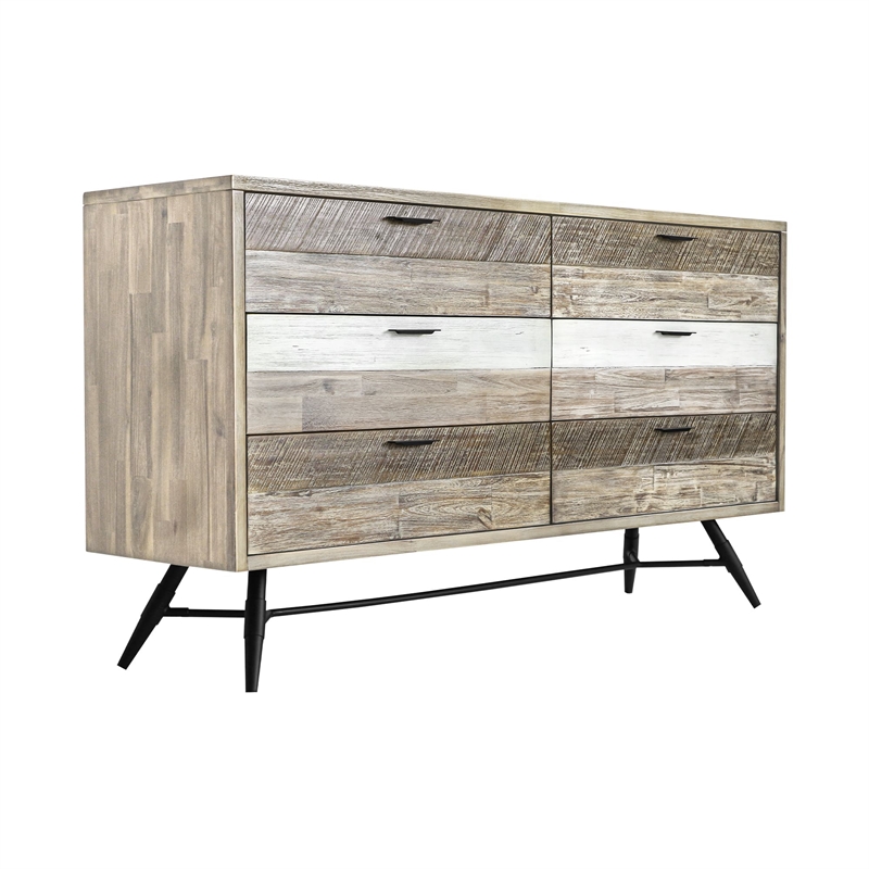Armen Living Bridges 4-Piece Modern Wood Queen Bedroom Set in Natural