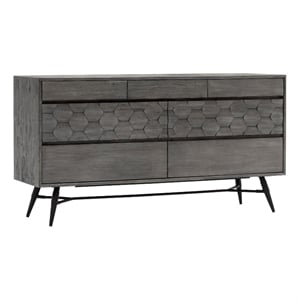 Armen Living Makena 61&quot 6-Drawer Modern Wood Dresser in Gray