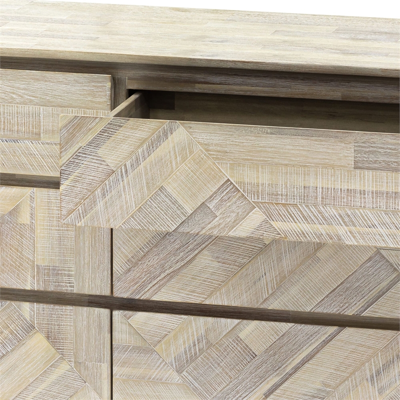 Armen Living Peridot 6-Drawers Solid Wood Double Dresser in Natural Acacia/Black
