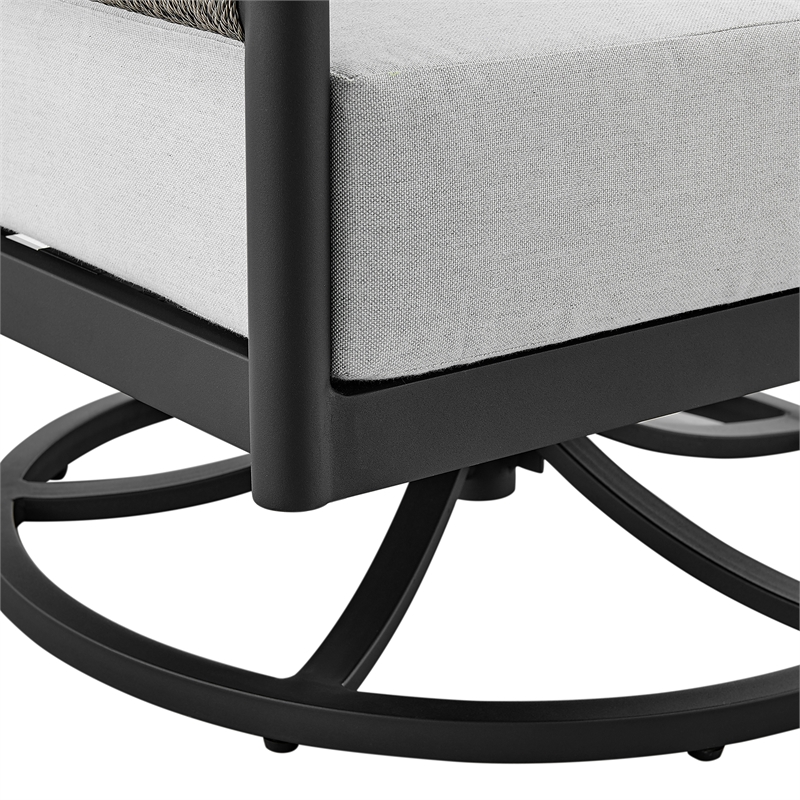 Armen Living Felicia and Argiope 3PC Fabric Outdoor Swivel Set in Gray/Black