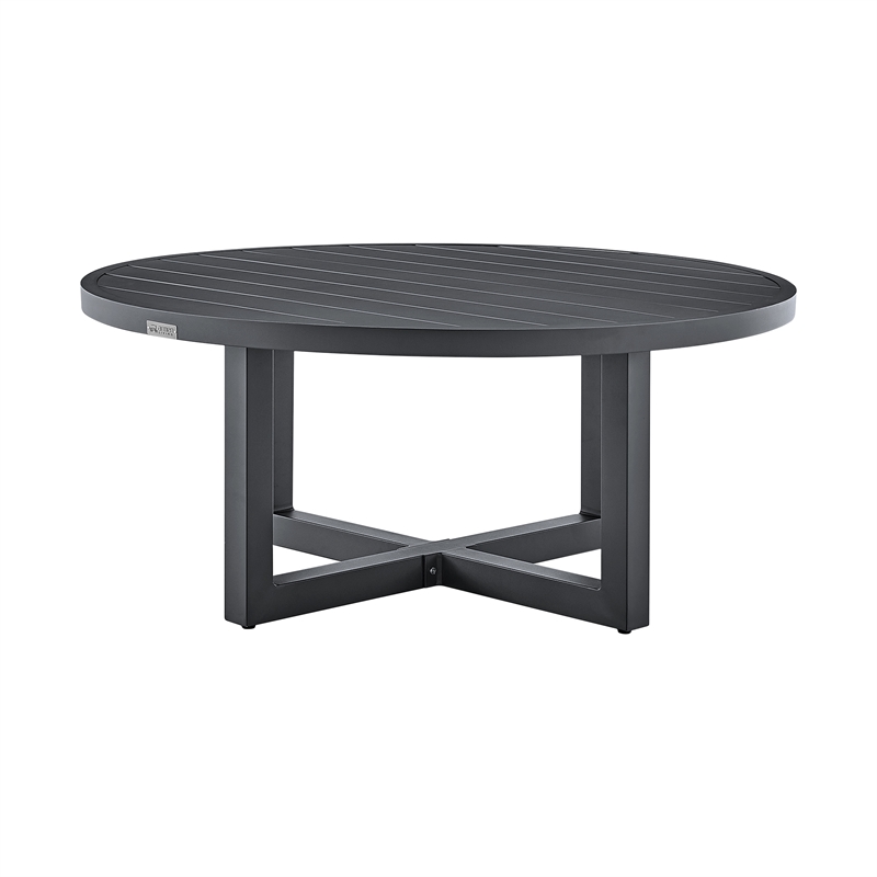 Armen Living Argiope 3PC Aluminum Patio Outdoor Swivel Seating Set in Dark Gray