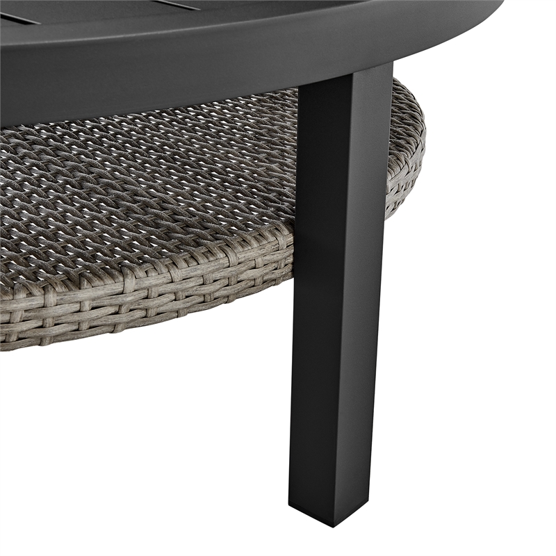 Armen Living Aileen 3PC Outdoor Fabric Patio Swivel Seating Set in Gray/Black