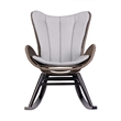 Armen Living Fanny Wood & Rope Outdoor Patio Rocking Chair in Dark Wood/Truffle