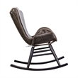 Armen Living Fanny Wood & Rope Outdoor Patio Rocking Chair in Dark Wood/Truffle