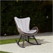 Armen Living Fanny Wood & Rope Outdoor Patio Rocking Chair in Dark Wood/Truffle