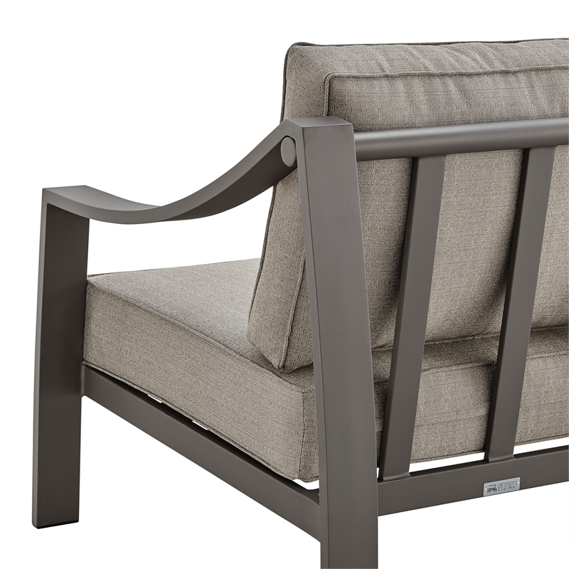 Armen Living Mongo 4-Piece Aluminum Outdoor Patio Furniture Set in Brown/Beige