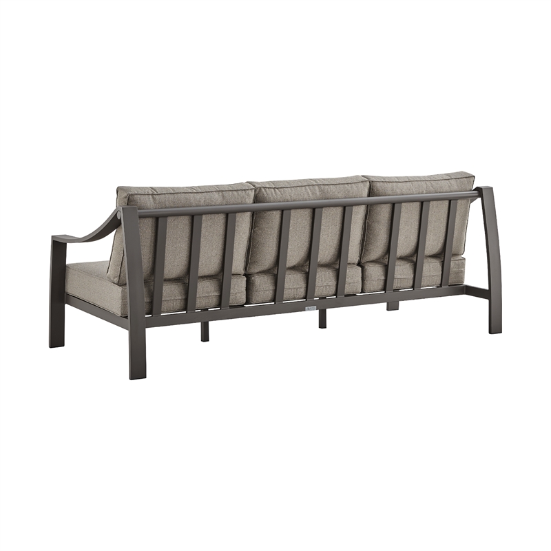Armen Living Mongo 4-Piece Aluminum Outdoor Patio Furniture Set in Brown/Beige