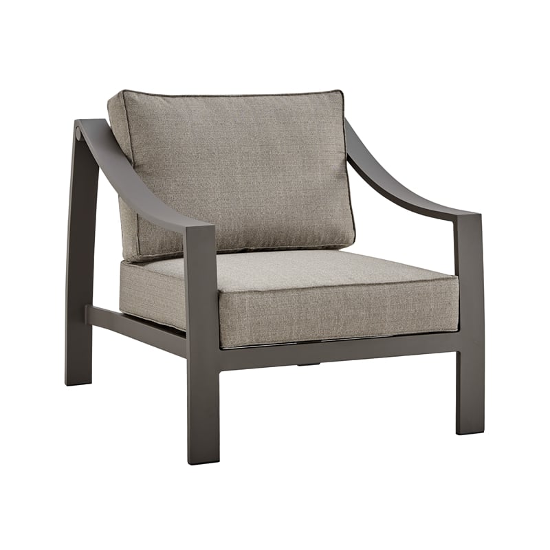 Armen Living Mongo 4-Piece Aluminum Outdoor Patio Furniture Set in Brown/Beige