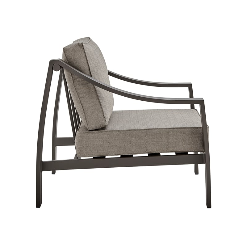 Armen Living Mongo 4-Piece Aluminum Outdoor Patio Furniture Set in Brown/Beige