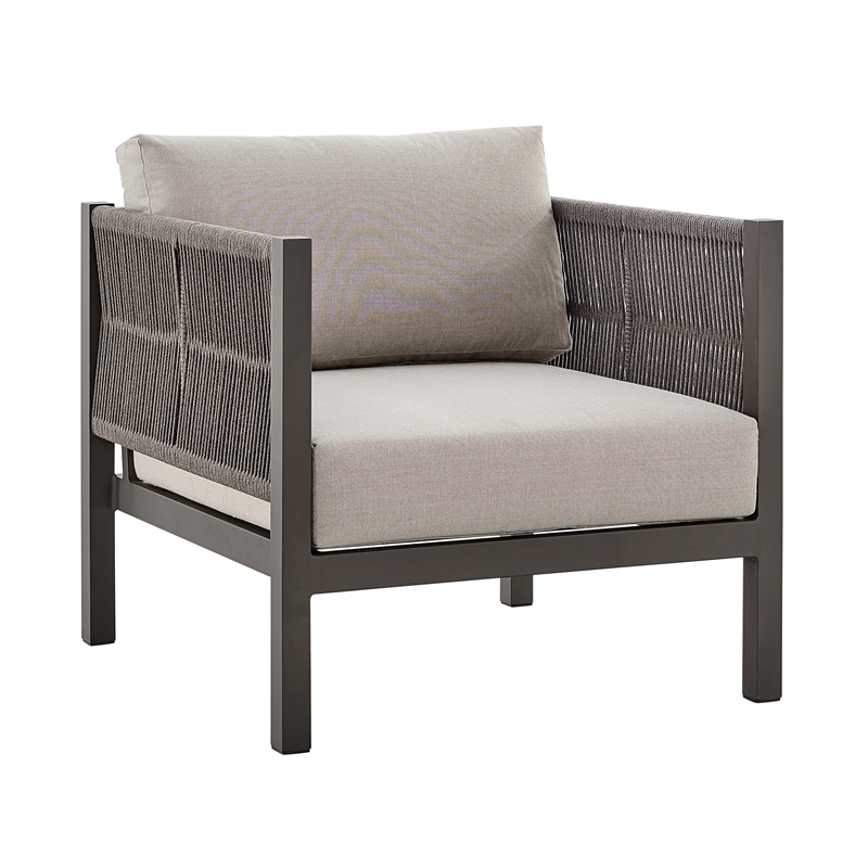 Armen Living Cuffay 4-Piece Fabric Outdoor Patio Furniture Set in Brown
