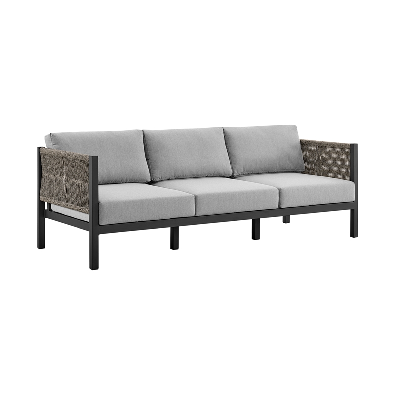 Armen Living Cuffay 4-Piece Fabric Outdoor Patio Furniture Set in Black/Gray