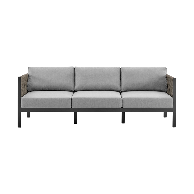Armen Living Cuffay 4-Piece Fabric Outdoor Patio Furniture Set in Black/Gray