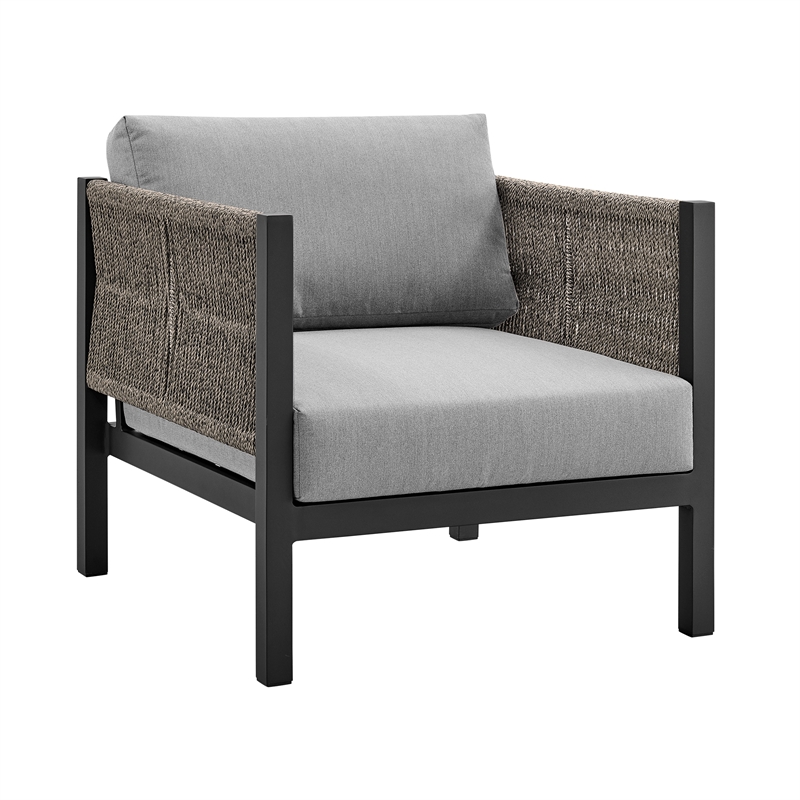 Armen Living Cuffay 4-Piece Fabric Outdoor Patio Furniture Set in Black/Gray