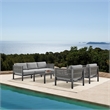 Armen Living Cuffay 4-Piece Fabric Outdoor Patio Furniture Set in Black/Gray