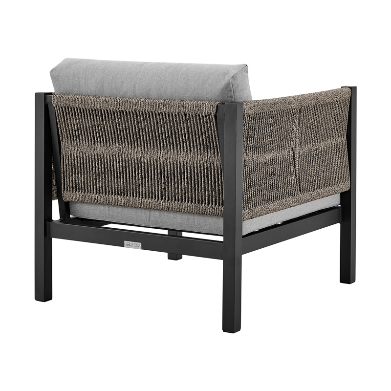 Armen Living Cuffay 4-Piece Fabric Outdoor Patio Furniture Set in Black/Gray