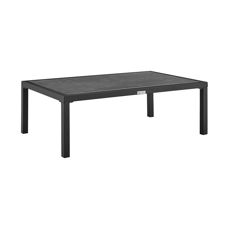 Armen Living Cuffay 4-Piece Fabric Outdoor Patio Furniture Set in Black/Gray