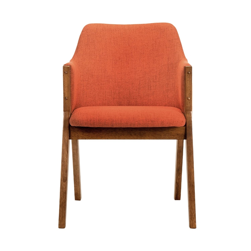 Armen Living Arcadia and Renzo 5-Piece Fabric & Wood Dining Set in Walnut/Orange