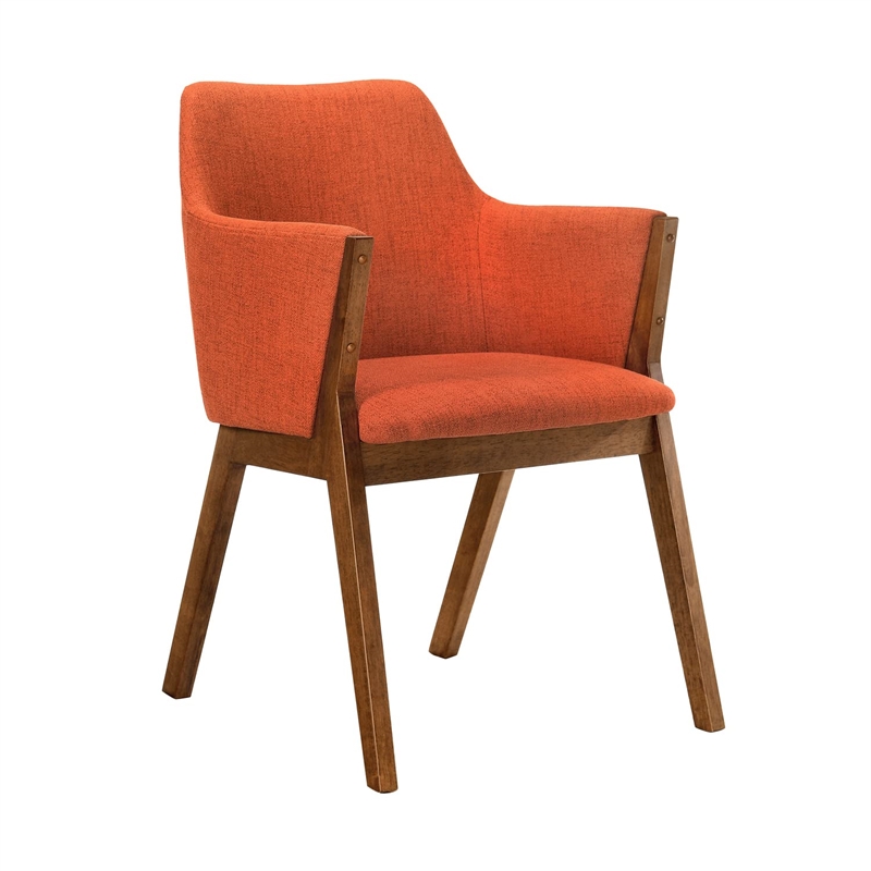 Armen Living Arcadia and Renzo 5-Piece Fabric & Wood Dining Set in Walnut/Orange