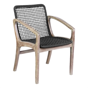 Armen Living Brighton 17&quot Wood Outdoor Patio Dining Chair in Natural/Charcoal