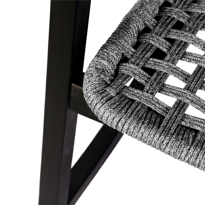 Armen Living Sequoia Wood & Rope Outdoor Patio Rocking Chair in Dark Wood/Gray