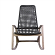 Armen Living Sequoia Wood & Rope Outdoor Patio Rocking Chair in Natural/Charcoal