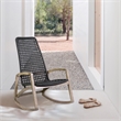 Armen Living Sequoia Wood & Rope Outdoor Patio Rocking Chair in Natural/Charcoal